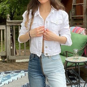 PLT crop white jean jacket